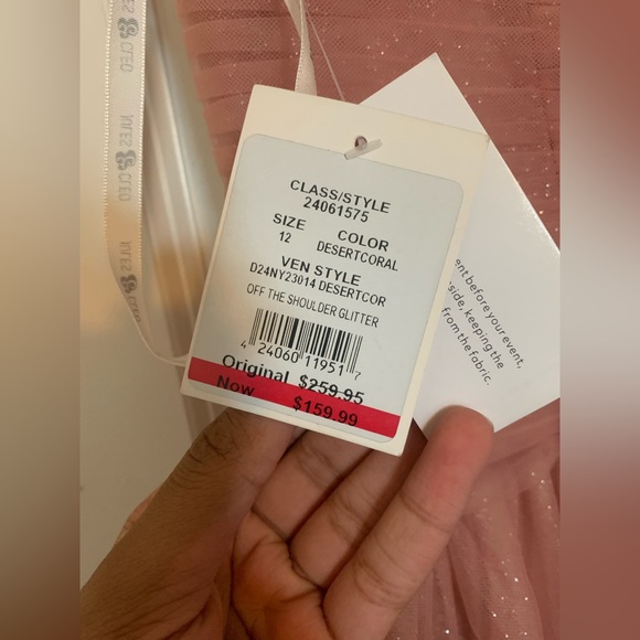 Off The Shoulder Glitter Tulle Ball Gown Prom Dress NWT Removable Straps!! Slit - Picture 5 of 6